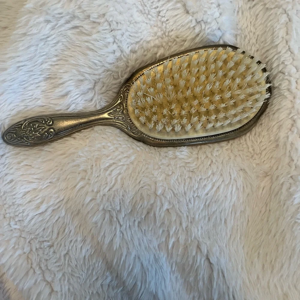 Vintage Mirror, Brush, Comb Set, Silver Plated Vanity Set